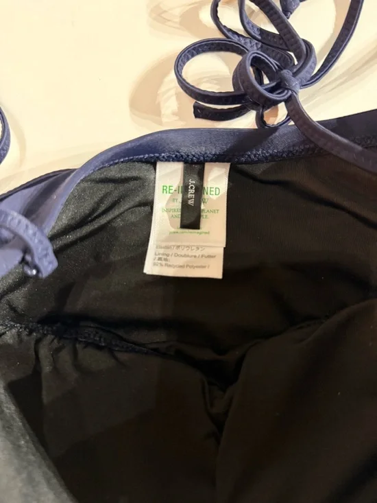 J. Crew Navy Ruched Tie-Shoulder One-Piece Swimsuit - Picture 7 of 10